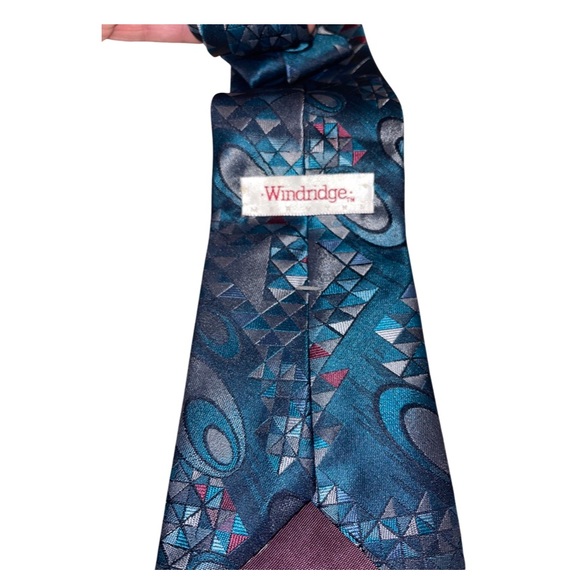 Vintage 80’s Necktie: Windridge for Mervyn’s: Geometric Shaped: Funky Tie - Picture 3 of 3